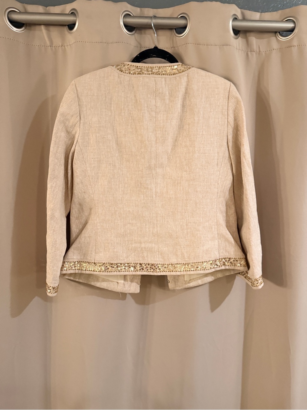 Margaret Frances Cream Embellished Open-Front Jacket - Picture 3 of 7